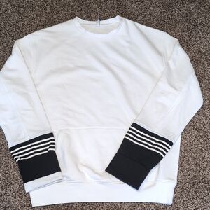 Neil Barrett White Sweatshirt with Black Striped Cuffs Size XXL